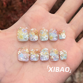 指甲贴片2025新款 高质量穿戴甲短款 纯手工甲片穿戴式 精致春日美甲