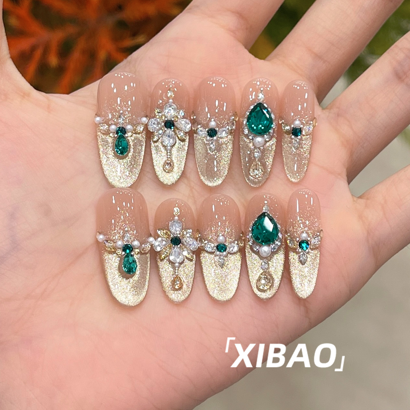 纯手工不掉钻精致重工新娘美甲