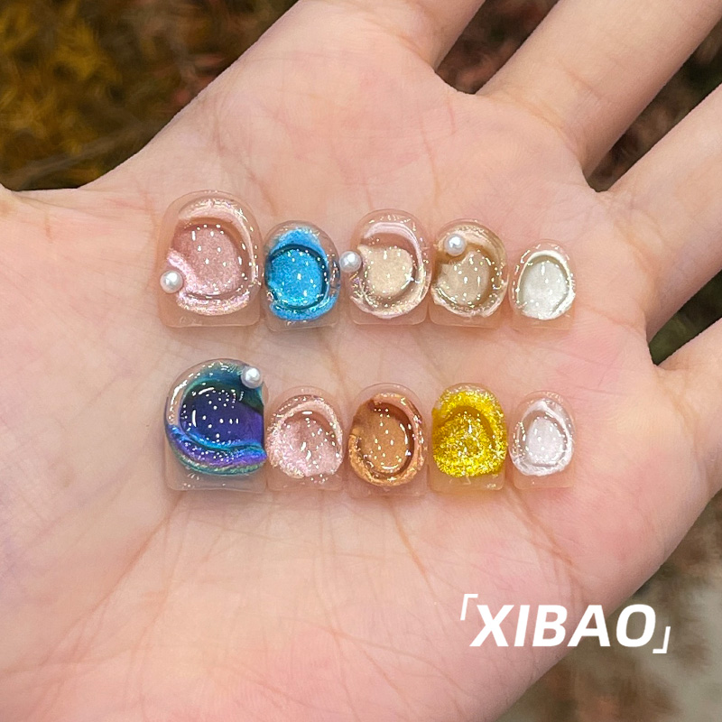 手工马卡龙穿戴甲短款高级感绝美甲片穿戴式美甲2025新款指甲贴片