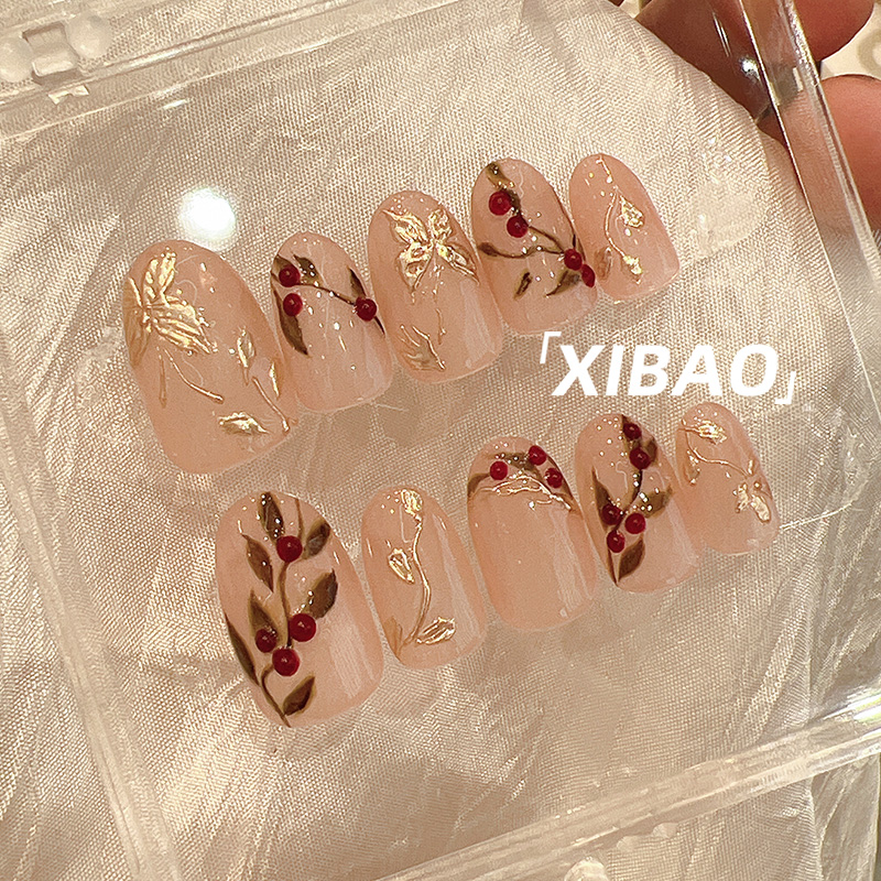 美甲穿戴甲春夏款高级感小众显白成品甲片穿戴式手工裸色指甲贴片