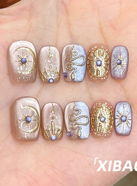 短款穿戴甲2025新款高级感绝美指甲贴片纯手工重工爆款穿戴款美甲