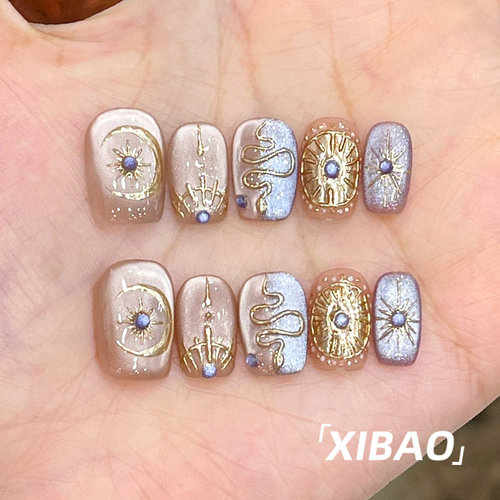 短款穿戴甲2025新款高级感绝美指甲贴片纯手工重工爆款穿戴款美甲