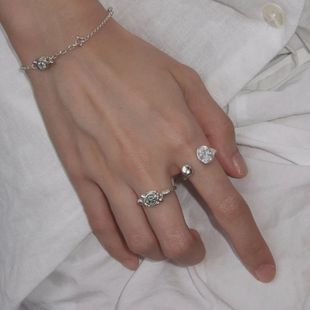 新款戒指小行星锆石开口戒指女轻奢感小众时尚百搭独特气质食指戒