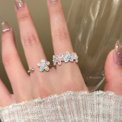 梦幻蝴蝶戒指套装 青春元气韩系滴釉花朵中指指环2026新款爆款