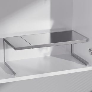 厨房桌面置物架不锈钢可伸缩台面隔板分层收纳层架子整体橱柜内碗