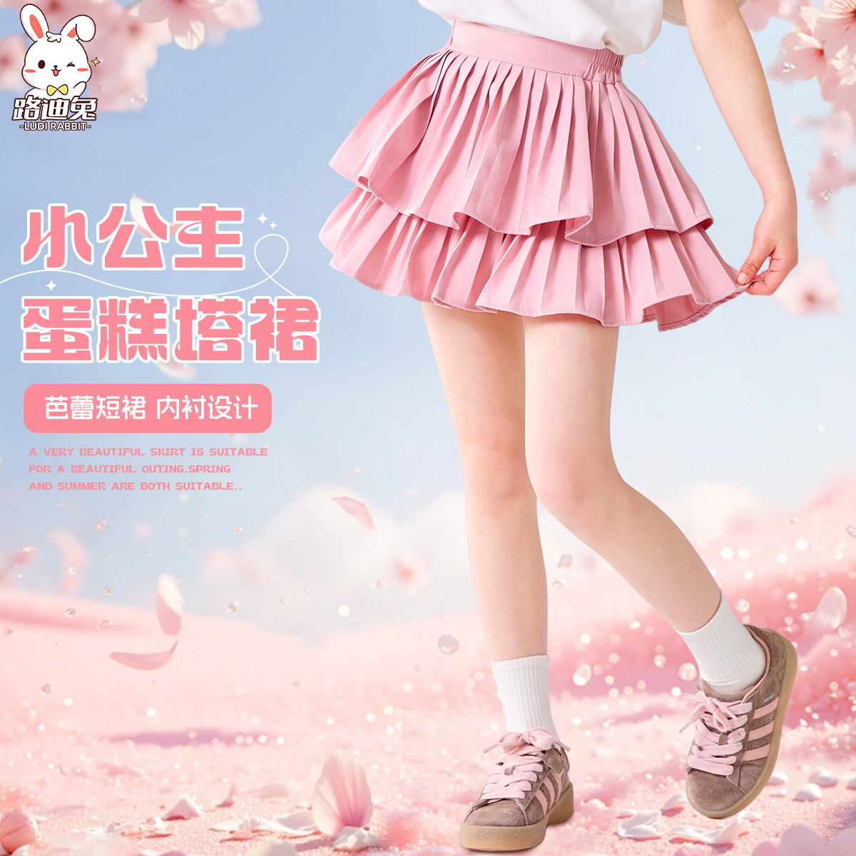女孩夏日蛋糕裙防走光JK短裙