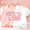 2-piece set of pure cotton mesh bubble sleeves, Pink Biye Fox+White Love Cat