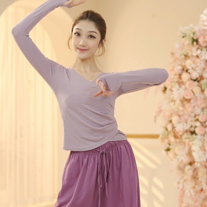 3304舞蹈服女现代紫色形体练功演出成人中国跳舞专用新款长袖上衣,运动/瑜伽/健身/球迷用品,现代舞服装,淘宝优惠券,粉丝福利购,淘宝优惠卷