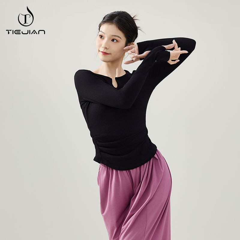 黑色修身显瘦短袖舞蹈服