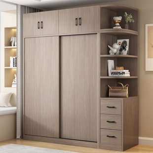 衣柜家用卧室简约现代小户型衣橱推拉门出租房儿童房收纳储藏柜子