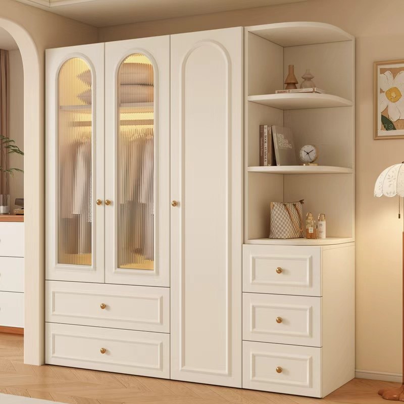 法式衣柜家用卧室简易实木衣柜出租房2026新款爆款奶油风成品衣橱,住宅家具,自由组合衣柜,淘宝优惠券,粉丝福利购,淘宝优惠卷