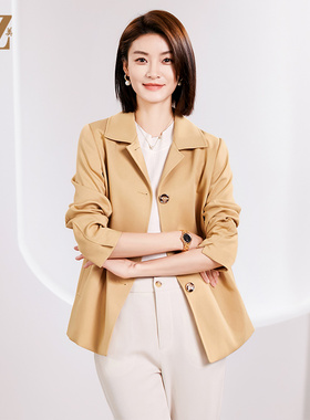 佐尔美春季新款 气质简约百搭短风衣外套女E33FD02
