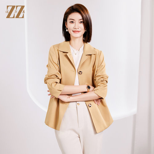 气质简约百搭短风衣外套