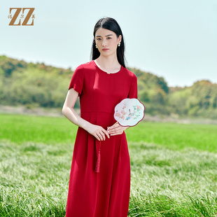 佐尔美夏季 桑蚕丝真丝重绉连衣裙女E22LS75 新款