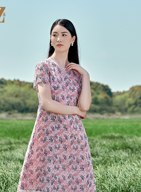 佐尔美夏季新款 桑蚕丝真丝乔其甜美连衣裙女E22LS43