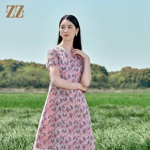 佐尔美夏季新款 桑蚕丝真丝乔其甜美连衣裙女E22LS43