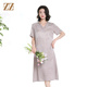 气质印花桑蚕丝短袖 新中式 连衣裙女M42LS58 新款 佐尔美夏季