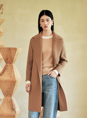 佐尔美冬季新款 气质羊毛双面呢中褛外套女E24SM08