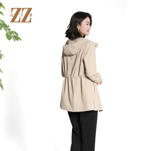 佐尔美气质时尚连帽松紧腰风衣外套女M43FZ28