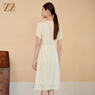 新中式国风气质100%桑蚕丝连衣裙