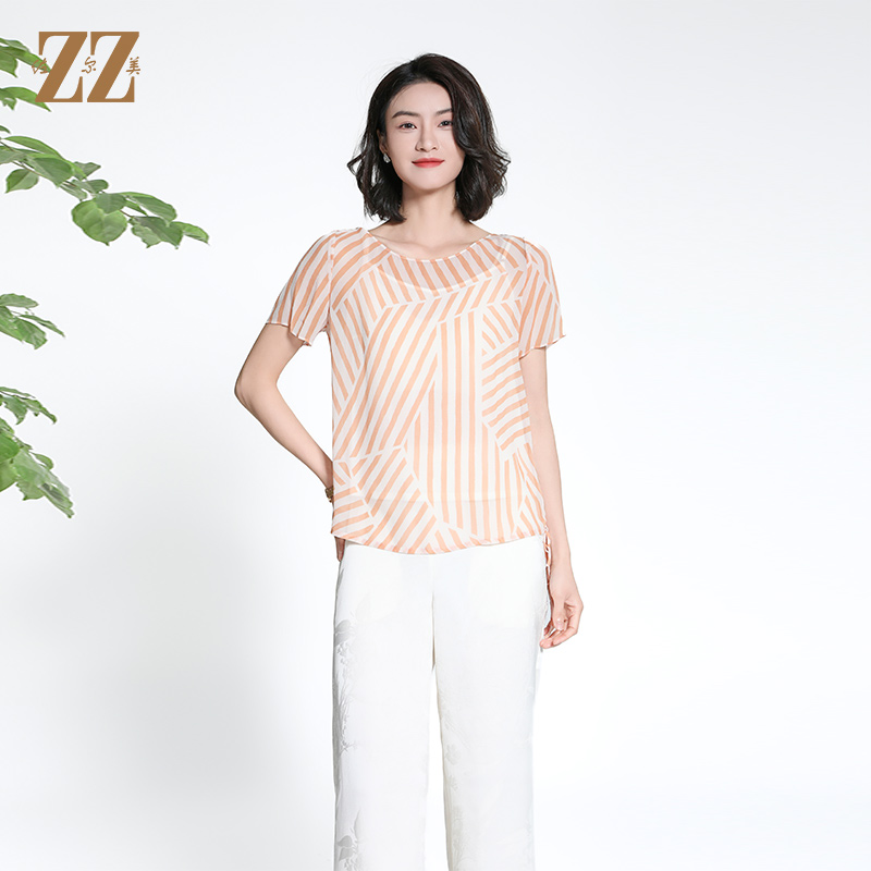 新中式国风气质桑蚕丝短袖衬衣