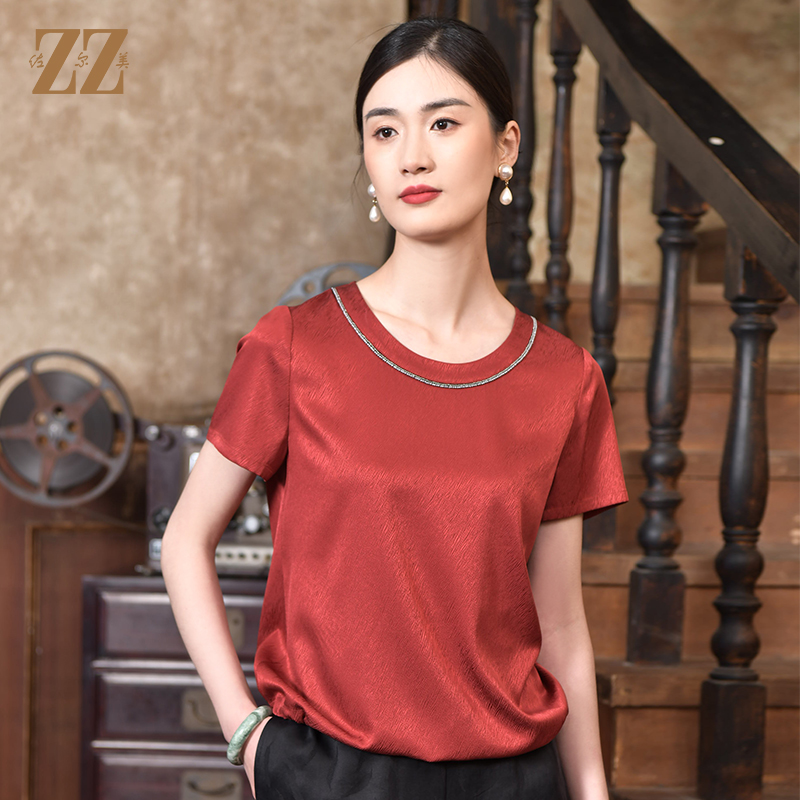 佐尔美夏季桑波缎真丝短袖宽松
