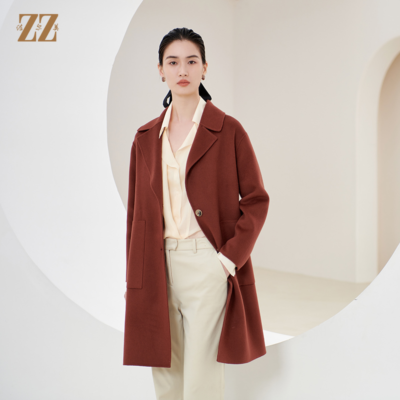 气质时尚95%绵羊毛双面呢大衣