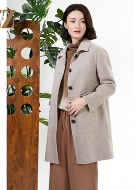 佐尔美秋冬新款复古简约气质100%绵羊毛双面呢中褛女M44SM08A
