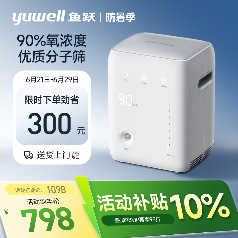 鱼跃制氧机轻音家用吸氧机老人小型便携车载孕妇老人氧气机旗舰店