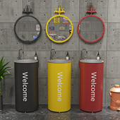 工业风洗手台圆形洗手盆复古立柱商用庭院洗手池酒吧个性 洗脸盆池