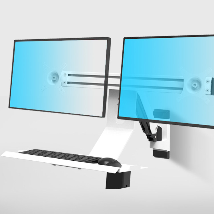 双屏显示器支架壁挂升降旋转流水线设备机床一体机电脑键盘托架子