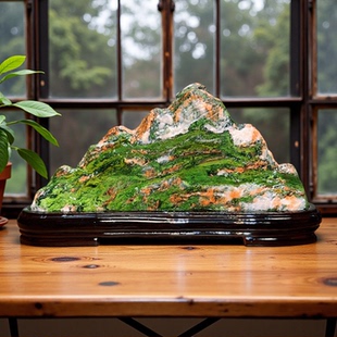 天然七彩石原石画面石靠山石水冲石造景奇石客厅办公室茶桌几摆件
