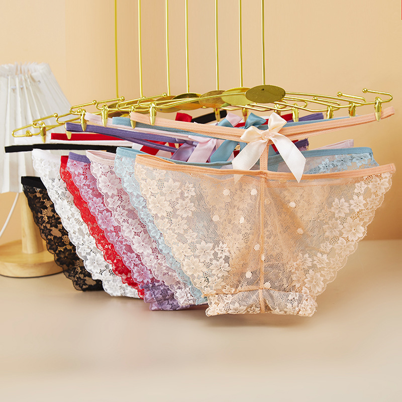 蕾丝轻奢裸感低腰女士内裤性感诱惑细带镂空蝴蝶结无痕中年女妈妈
