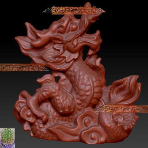 A三维立体圆雕图3d打印文件stl龙十二生肖木雕盘龙摆件3d模型840