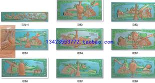 UPM浮雕扫描图精雕图深雕竖花瓶花鸟春夏秋冬四季古建寺庙 博古