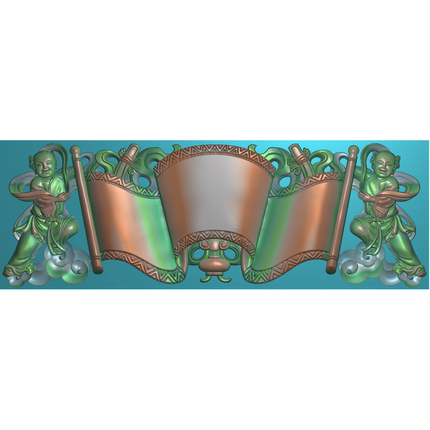 C 扫描图精雕图灰度图 童子卷书72-25 砖雕石雕 浮雕图石雕