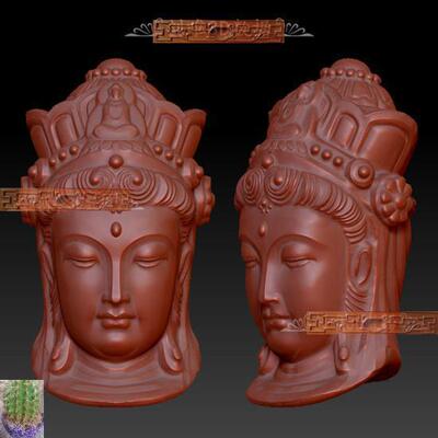 A三维立体圆雕图stl文件观音头佛头观音菩萨头像雕刻3d模型1324