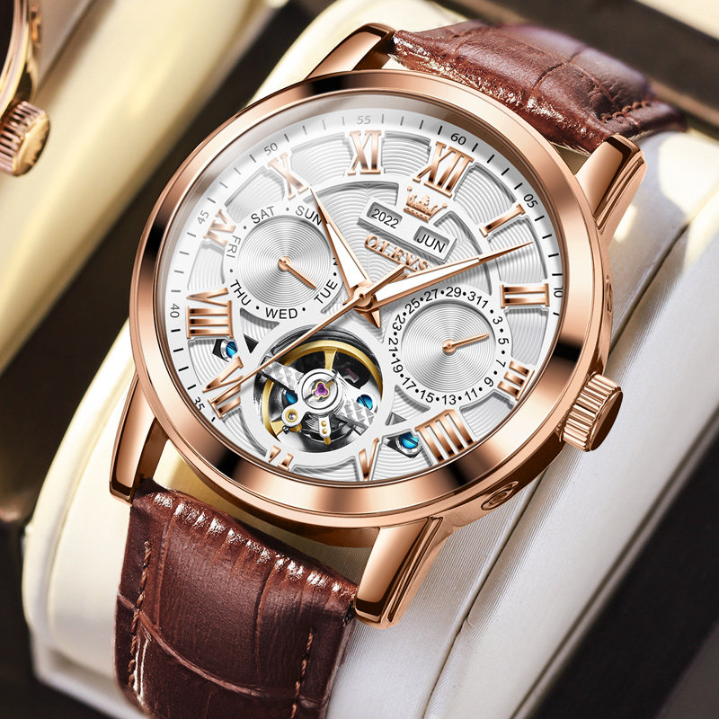 2023新款男士手表男表全自动机械表男款正品名牌学生镂空皮带十大