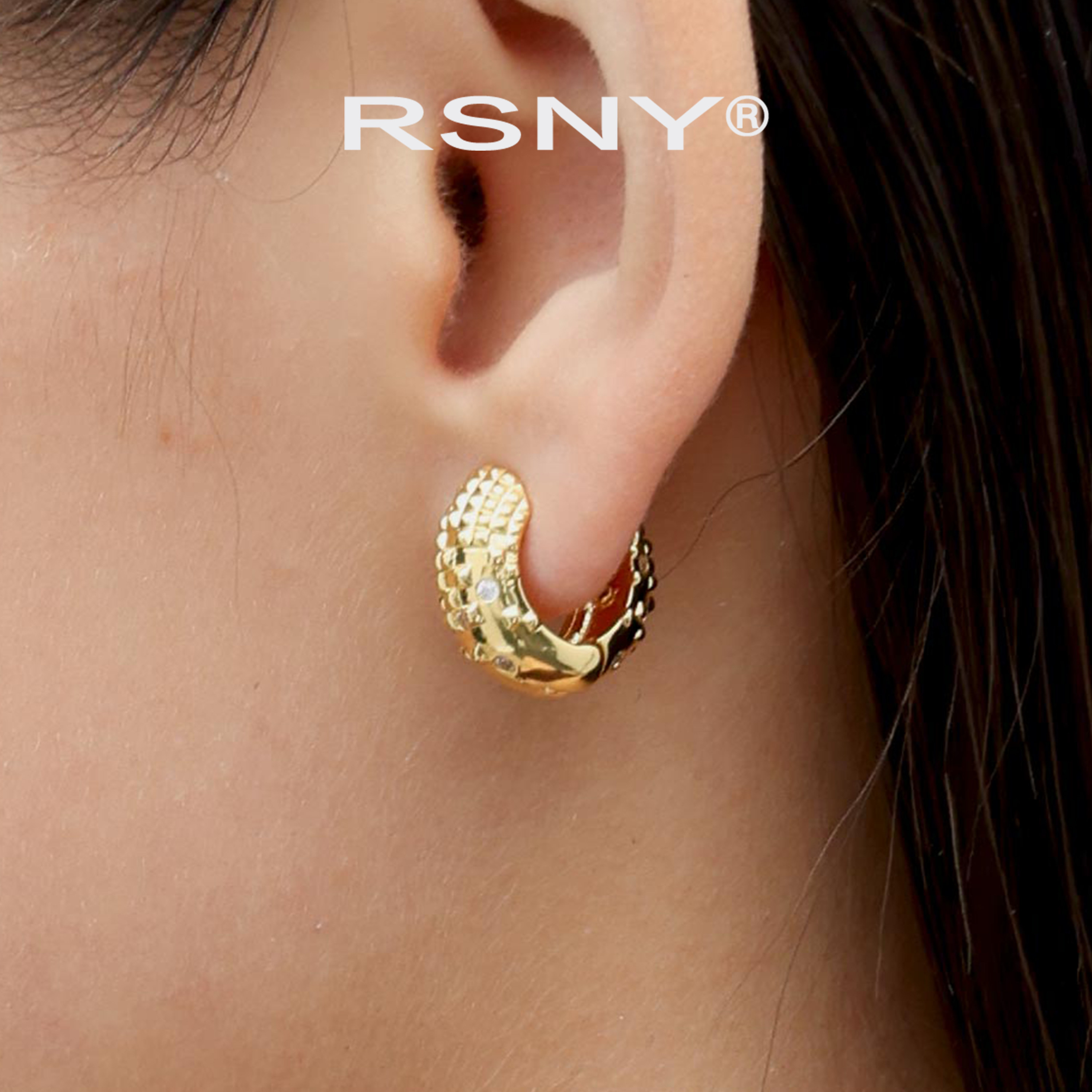 [新品]RSNY钻石线条耳环2025轻奢设计感简约欧美风时尚纯银针耳钉