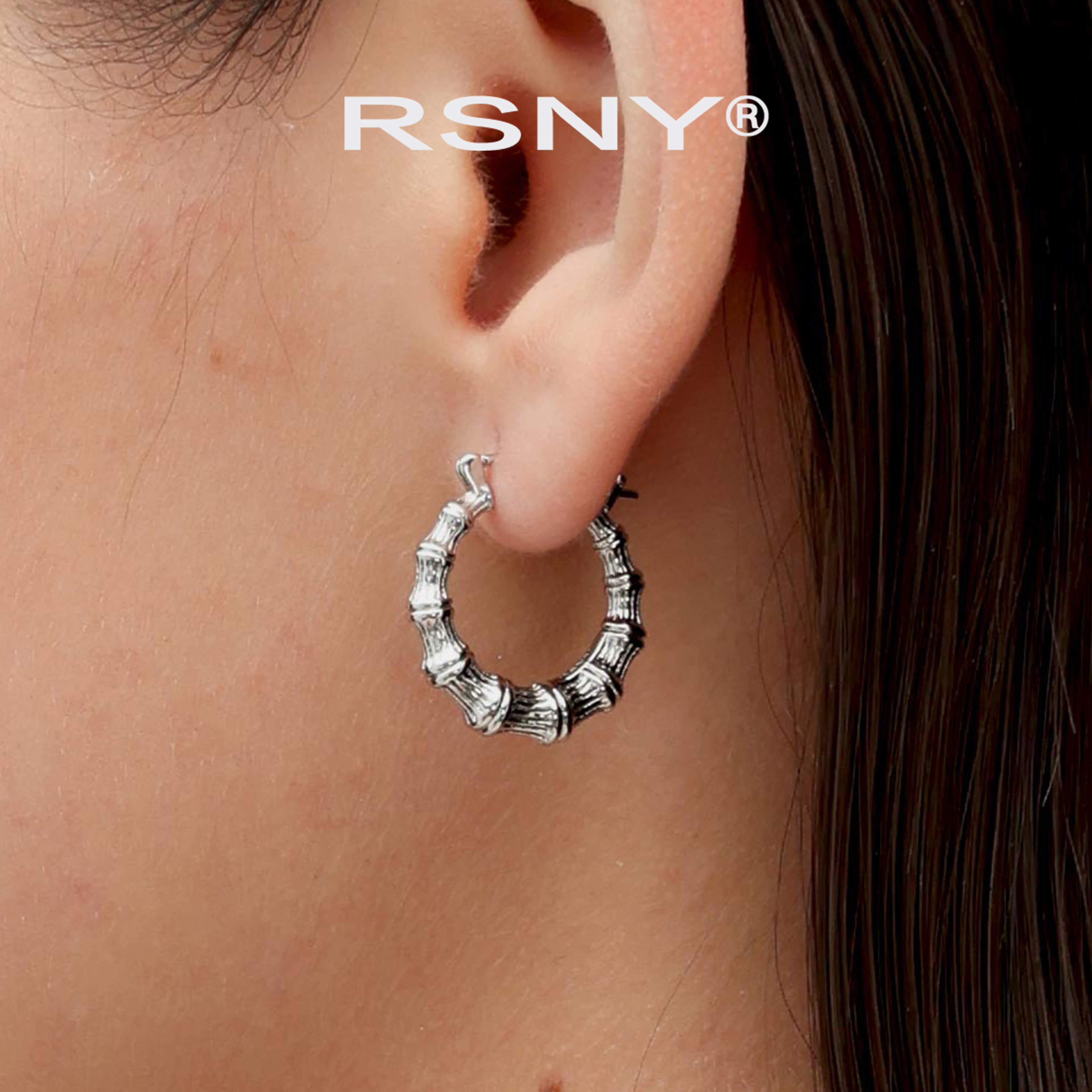 [新品]RSNY罗马造型耳环女轻奢设计2026新款欧美风简约纯银针耳钉