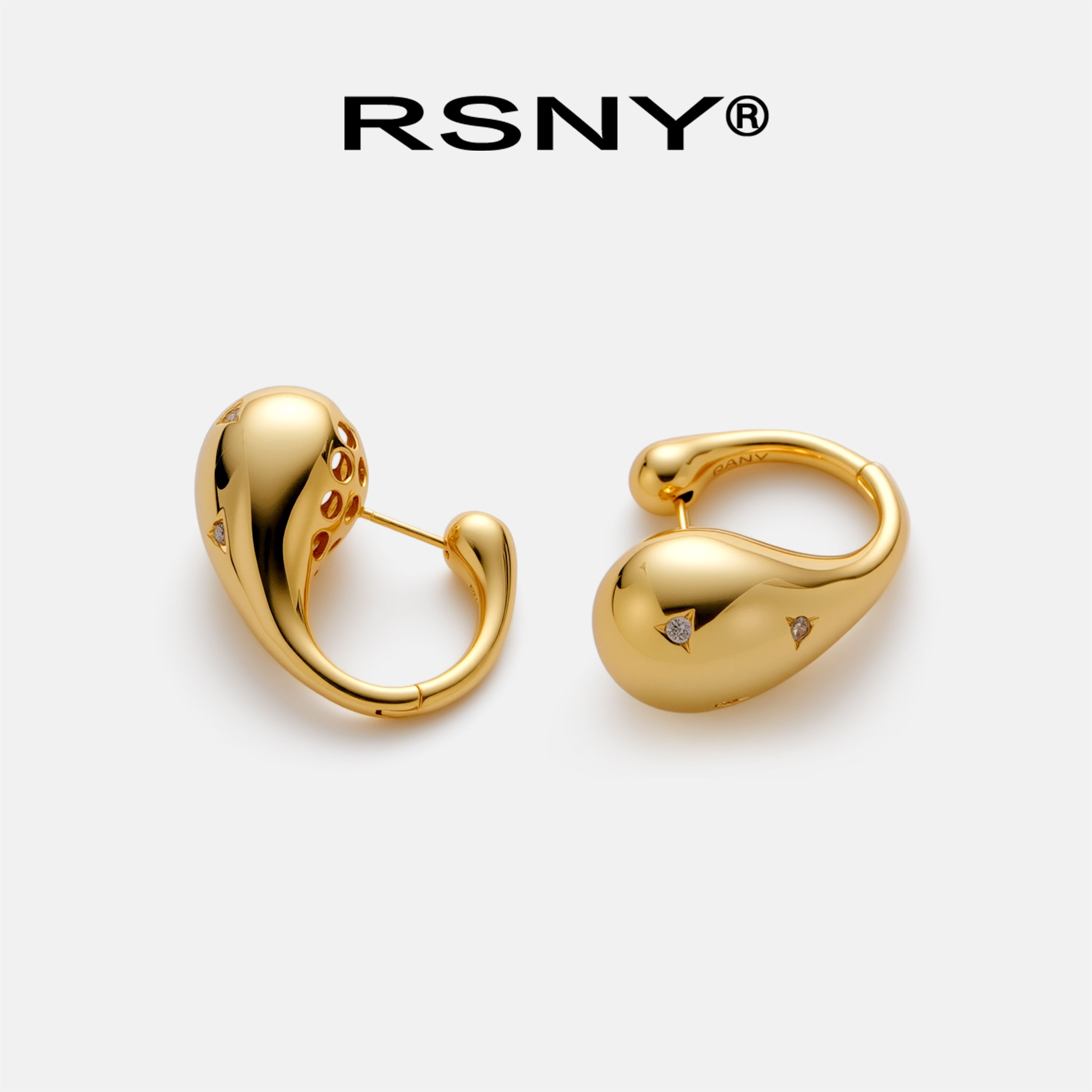 [新品]RSNY几何流线造型耳环女2024新款轻奢设计感简约时尚耳钉
