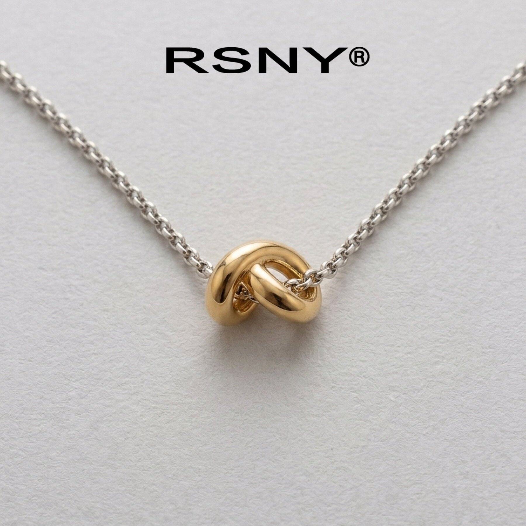 [双11]RSNY莫比乌斯之心双色项链通勤必备滑动吊坠简约亮银暖金色