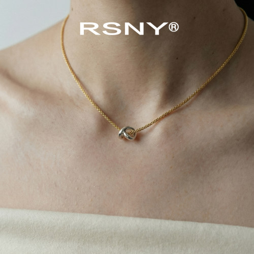 [新品]RSNY莫比乌斯之心双色项链通勤锁骨链古巴链精致吊坠可调节