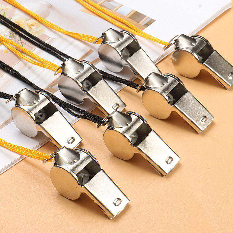 裁判不锈钢金属口哨高音质耐用运动哨子带挂绳体育用品设计实用新