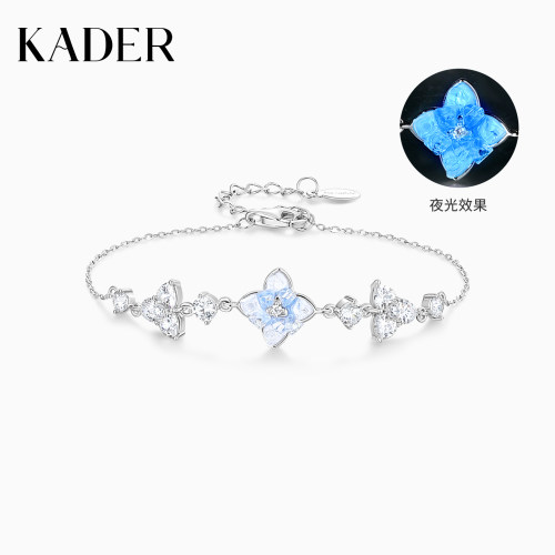 KADER开朵冰晶无尽夏手链女S925纯银夜光小众设计锁骨链生日礼物