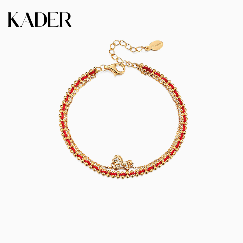 卡蒂罗萌马好运手链女925银红绳双链设计款本命年新年礼物送闺蜜