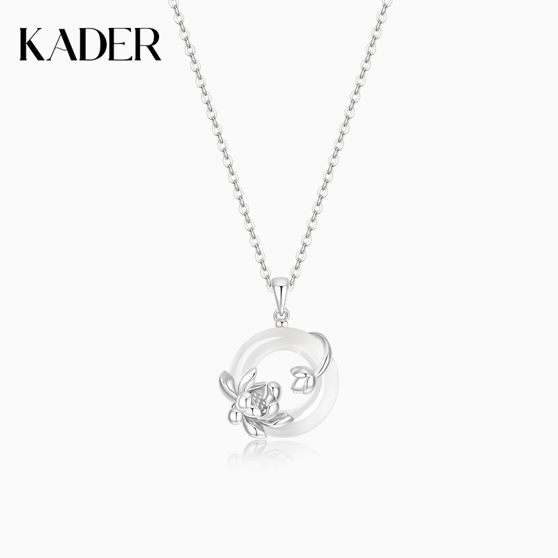 卡蒂罗999足银好运莲莲平安扣项链新中式国潮招财锁骨链新年礼物