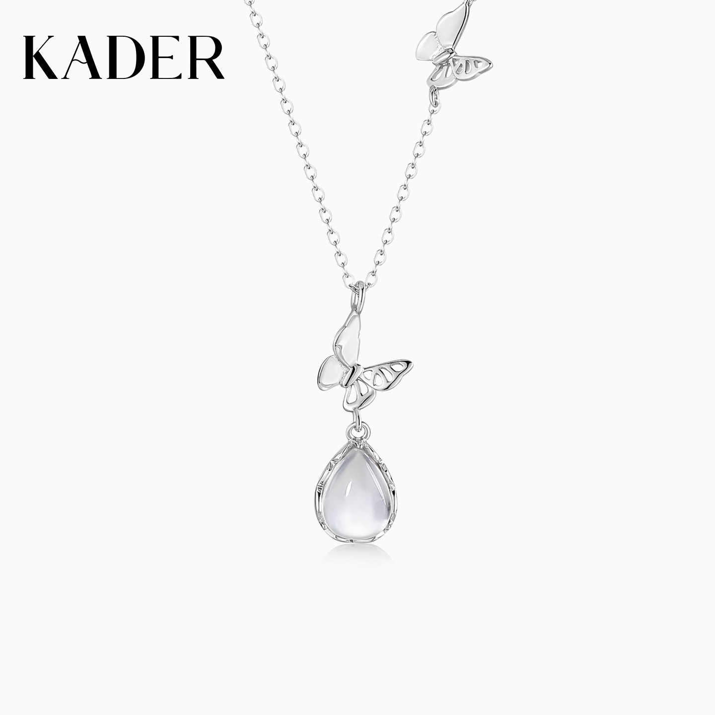 KADER开朵蝴蝶垂露项链女纯银小众设计时尚轻奢生日礼物送女友图片