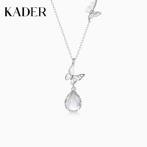 KADER开朵蝴蝶垂露项链女925银小众设计时尚新年生日礼物送女友