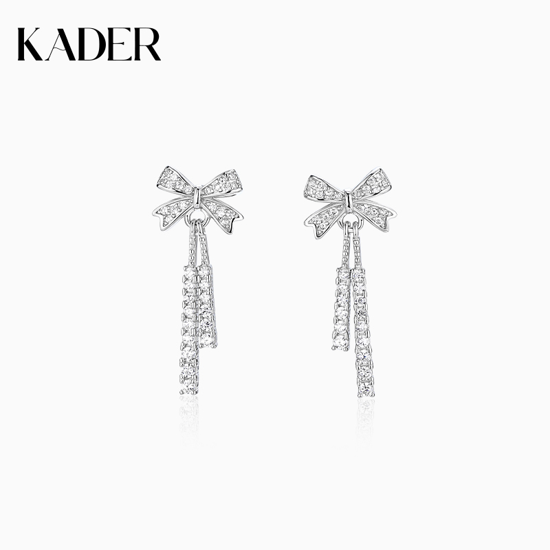 卡蒂罗丝带结流苏耳钉女925银轻奢简约小众设计款耳饰生日送闺蜜